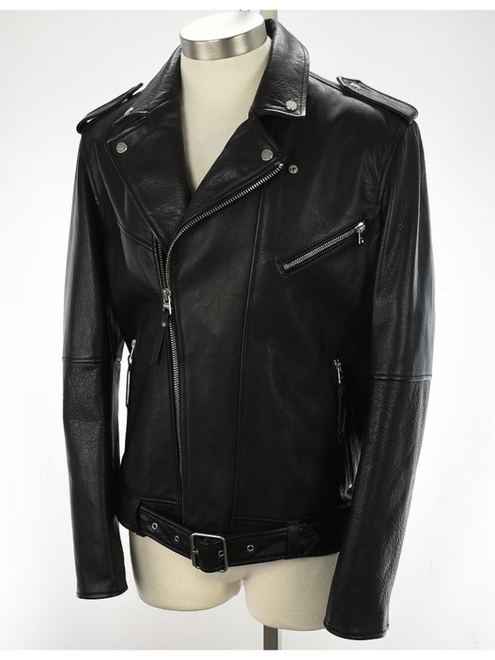 HUGO BOSS Black LOWIS Heavyweight Buffalo Leather Motorcycle Jacket LARGE NEW